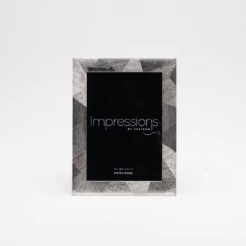 Image of 5" x 7" - Silver Plated Photo Frame with Geometric Edge