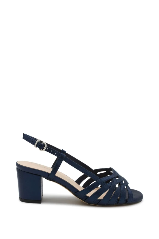 Image of Paradox London 'Nicolette' Wide Fit Block Heel Sandal Navy