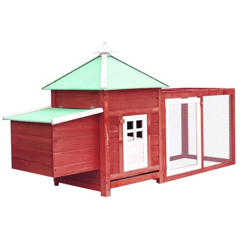 Image of VIDAXL Chicken Coop with Nest Box Red 190x72x102cm Solid Firwood Vidaxl 8720286200353