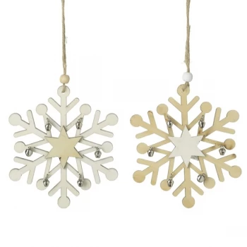 Image of Hanging Wooden Snowflake Decorations (Set of 2)