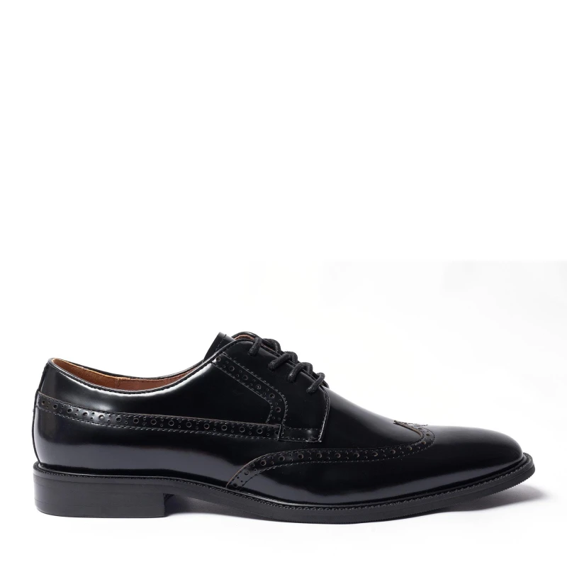 Image of Giorgio Men Brogue Leather Oxford Shoes - Black 6.5