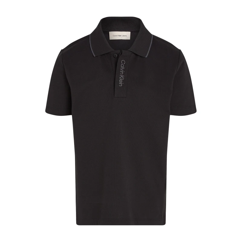 Image of Calvin Klein Jeans Kids Embroidered Logo Short Sleeve Polo Shirt Ck Black male 8Y