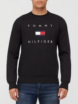 Image of Tommy Hilfiger Tommy Flag Hilfiger Sweatshirt - Black