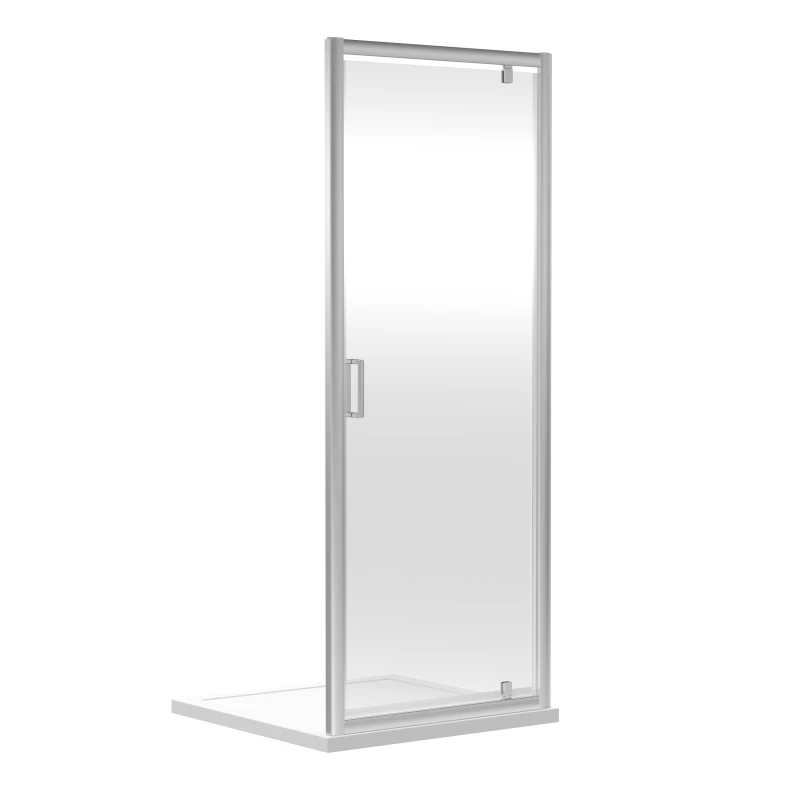 Image of Balterley Toughened Safety Glass Reversible Pivot Shower Door Chrome 6mm 900mm Silver
