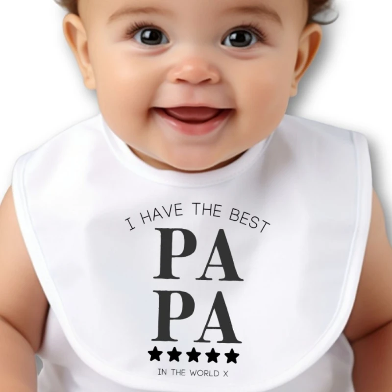Image of Aye Do I Have the Best Papa Baby Bib 7330-BBYbib - White White Baby Bib