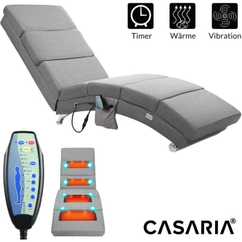 Image of Relaxing Faux Leather Lounger London 8 Massage Points Different Modes Heating Function Modern Design Reclining Fabric Grey - Casaria