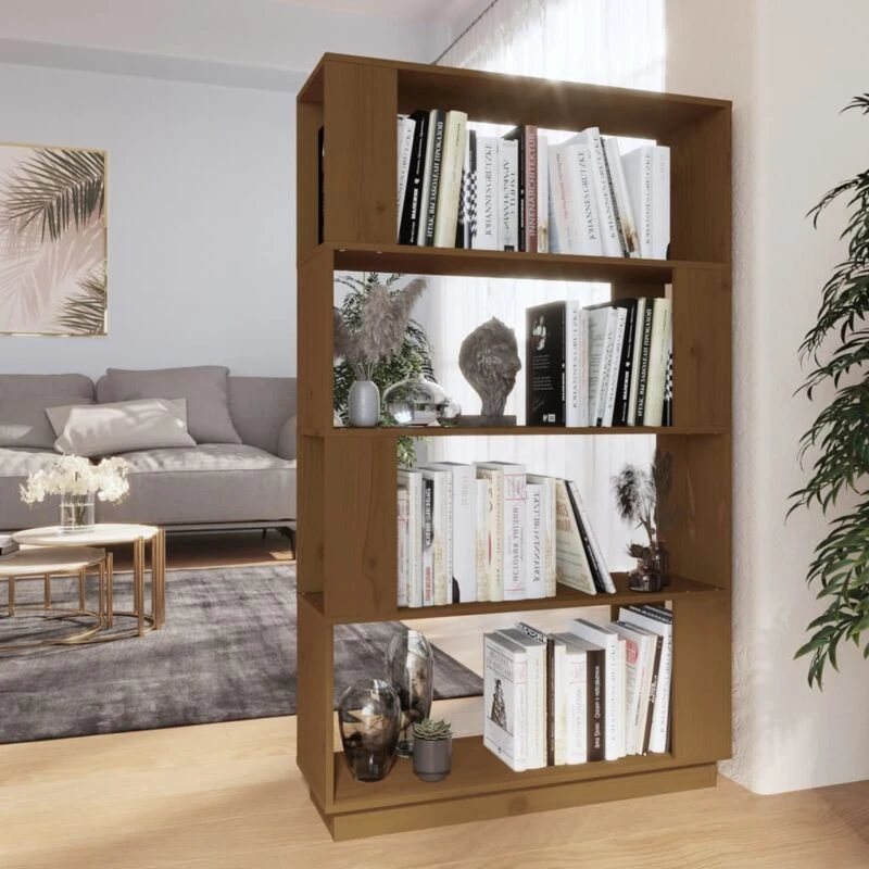 Image of VIDAXL Book Cabinet/Room Divider Honey Brown 80x25x132cm Solid Wood Vidaxl 8720286906057