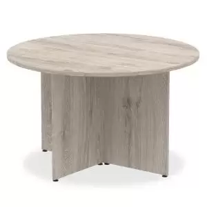 Image of Impulse Round Meeting Table 1200 Grey Oak