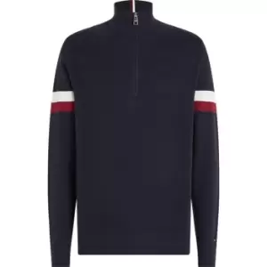 Image of Tommy Hilfiger Allover Structure Gs Zip Mock - Blue