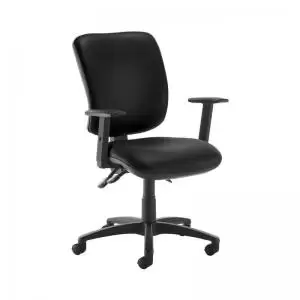 Image of Senza high back operator chair with adjustable arms - Nero Black vinyl