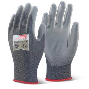 Image of Click2000 Pu Coated Gloves Grey S Ref PUGGYS Pack 100 Up to 3 Day