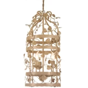 Image of Michelan 3 Light Wire Frame Pendant Ceiling Light Beige Gold