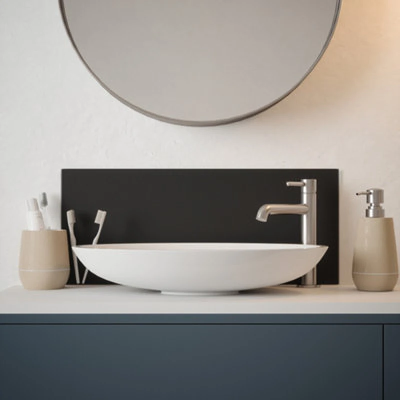 Image of Matt Black Glass Bathroom Splashback 250Mm X 600Mm X 4Mm SB52331
