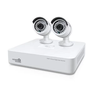 Image of Homeguard HGDVK47702 Guardian HD CCTV Kit-4 Channel DVR + 2 Cameras Security, White UK Plug