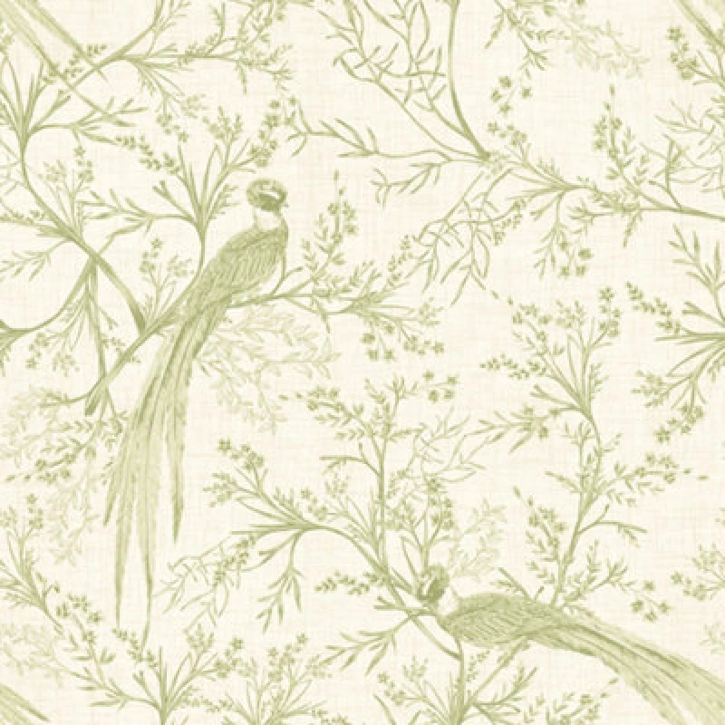 Image of Hoopla Walls Bird Toile - Sage 10M Wallpaper