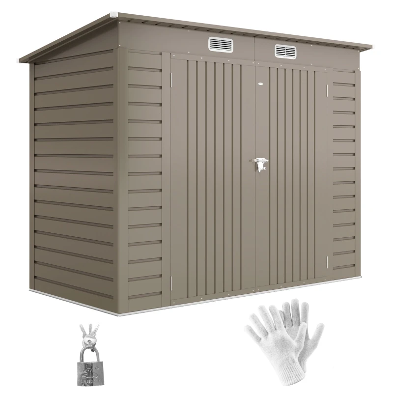 Image of Outsunny 8 x 4FT Metal Garden Storage Shed with Double Doors - Light Grey TJ Hughes 5061025110100