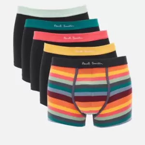 Image of Paul Smith Mens 5-Pack Trunk Boxer Shorts - Black/Stripe - L