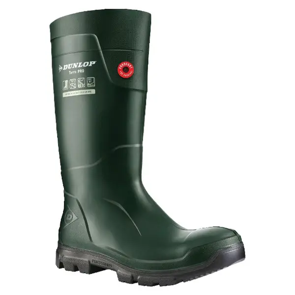 Image of Dunlop Mens TerraPro Steel Toe Cap Full Safety Wellingtons UK Size 8 (EU 42) GREEN DUN095-GREEN-8