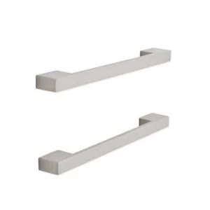 Image of Brushed Nickel Effect Square Bar Furniture Handle Pack of 2