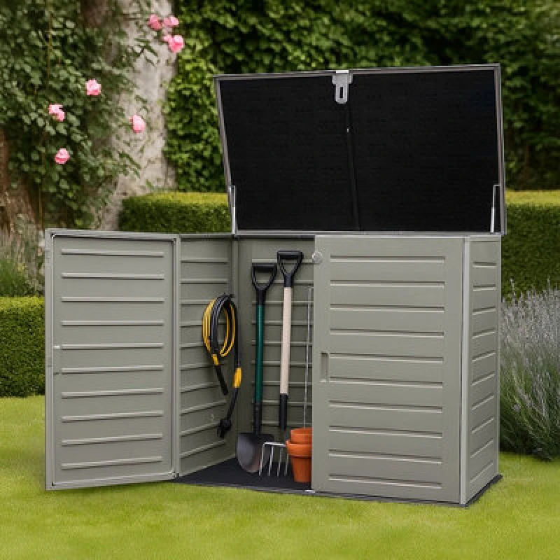 Image of Jack Stonehouse Garden Storage Cabinet Large 1170L Grey 140Cm Outdoor Tool & Equipment Box Tub
