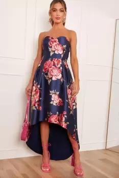 Image of Strapless Floral Printed Dress