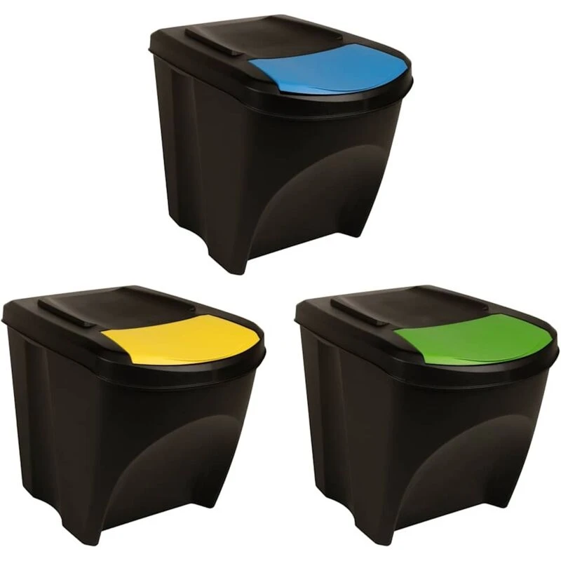 Image of VIDAXL Stackable Dustbins 3 pcs Anthracite 75 l Vidaxl 8720286327258