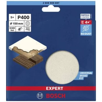 Image of Bosch Accessories EXPERT M480 2608900697 Router mesh sanding disc Unperforated Grit size 400 (Ø) 150 mm 5 pc(s)