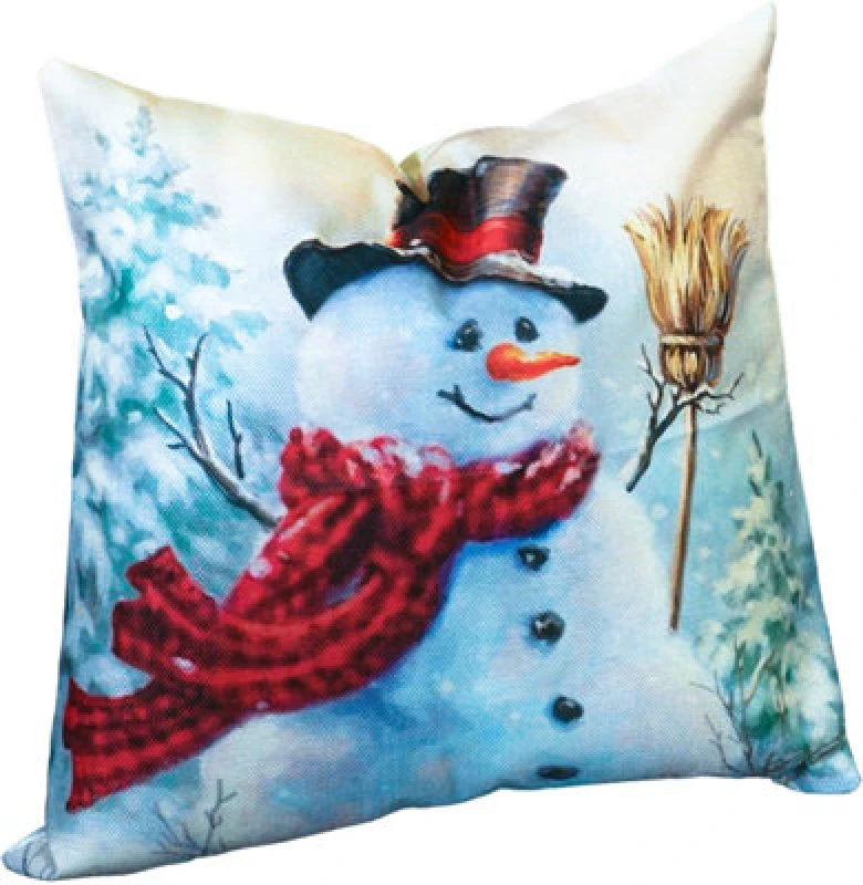 Image of Netagon Snowman Design Christmas Themed Cushion 45X45CM in White Size: 45X45cm White Unisex 45X45 cm