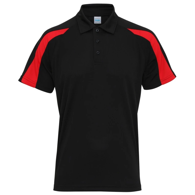 Image of AWDis AWDis Men Just Cool Short Sleeve Contrast Panel Polo Shirt in Jet Black Size: Medium Jet Black M Male 5054171832446