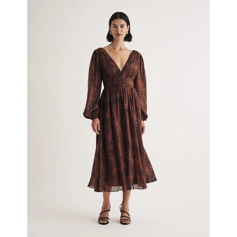 Image of Nobodys Child Aine Midi Dress Multi female 6 (2XS)