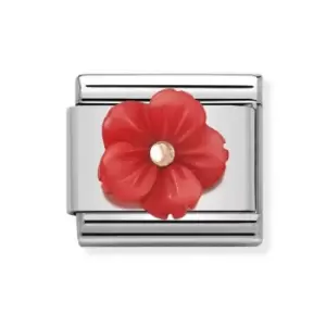 Image of Nomination Classic Rose Gold Red Flower Charm