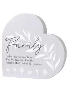 Image of Personalised Leaf Decor Free Standing Heart Ornament - Grey