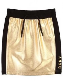 Image of DKNY Girls Metallic Jersey Skirt, Gold, Size Age: 16 Years, Women