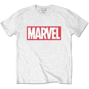 Image of Marvel Comics - Marvel Box Logo Unisex Small T-Shirt - White