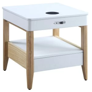 Image of Jual San Francisco Ash/White Smart Bedside Table - Wireless Charger & Speaker
