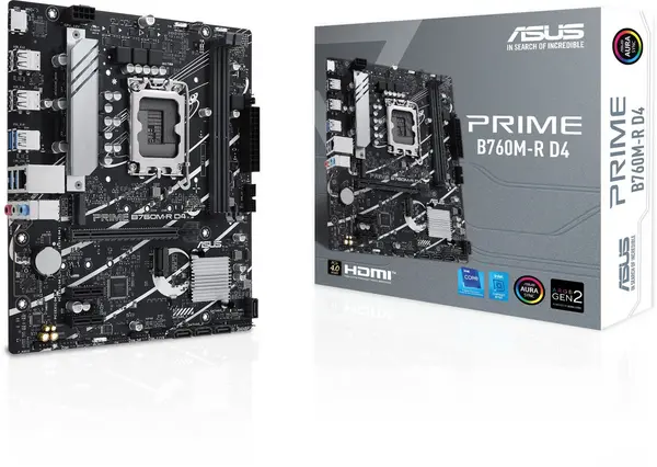 Image of ASUS Prime B760M-R D4 mATX Motherboard for Intel LGA1700 CPUs