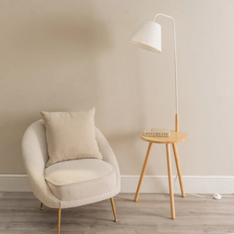 Image of ValueLights Freja White Wood Tripod Floor Lamp White