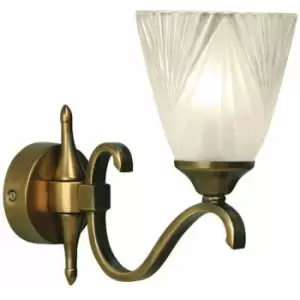 Image of Loops - Luxury Traditional Single Wall Light Antique Brass Art Deco Glass Shade Dimmable