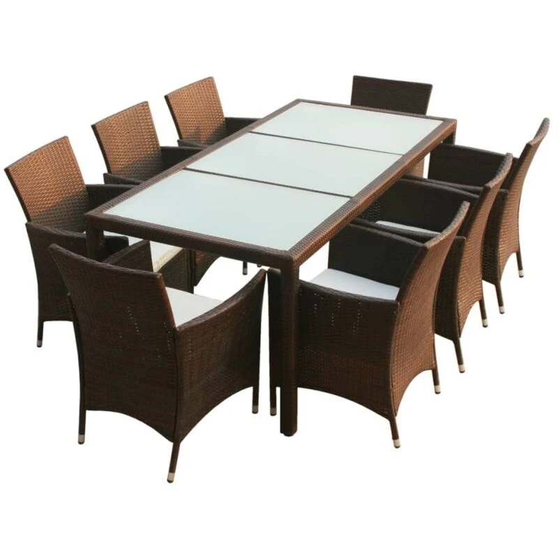 Image of vidaXL 17 Piece Garden Furniture Set Poly Rattan Brown