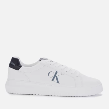 Image of Calvin Klein Jeans Mens Chunky Leather Cupsole Trainers - Bright White - UK 8