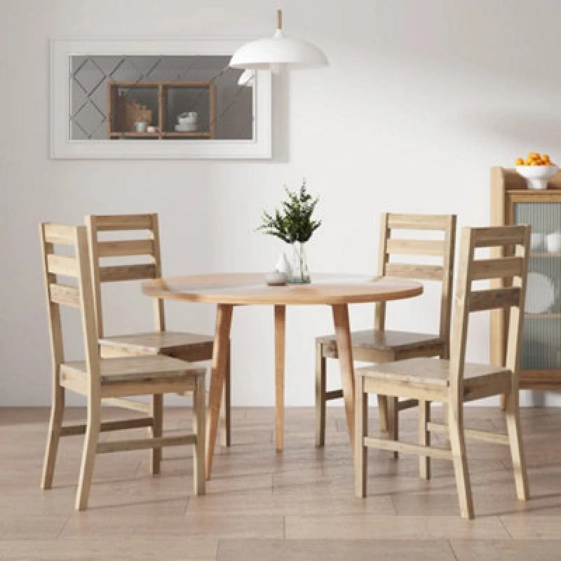 Image of Vidaxl Dining Chairs 4 Pcs Solid Acacia Wood Dining Chairs