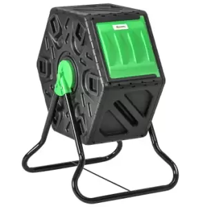 Image of Outsunny 65L Garden Compost Bin, Single Chamber Rotating Composter, Compost Maker with 48 Ventilation Openings and Steel Legs