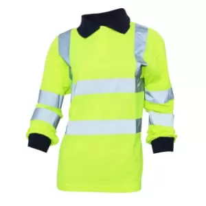 Image of Yoko Ladies/Womens Hi-Vis Long Sleeve Polo Shirt (S) (Hi-Vis Yellow)