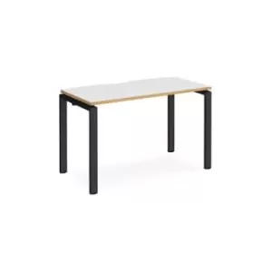 Image of Bench Desk Single Person Starter Rectangular Desk 1200mm White/Oak Tops With Black Frames 600mm Depth Adapt