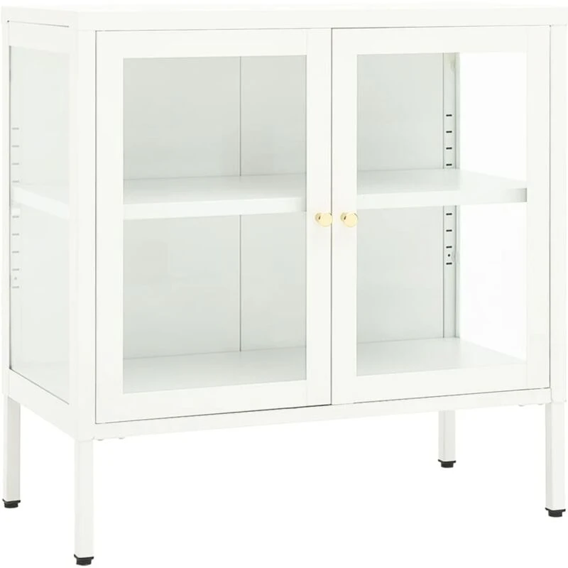 Image of LES TENDANCES Sideboard White 70x35x70cm Steel and Glass vidaXL 336065