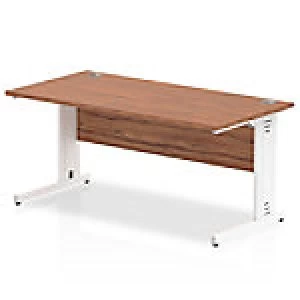 Image of Impulse 1600/800 Rectangle White Cable Managed Leg Desk Walnut