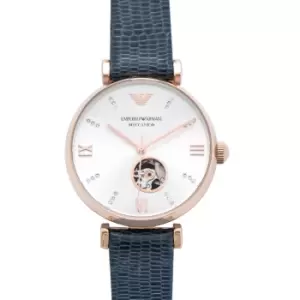 Image of Gianni T-Bar Blue Leather Ladies Watch 34mm