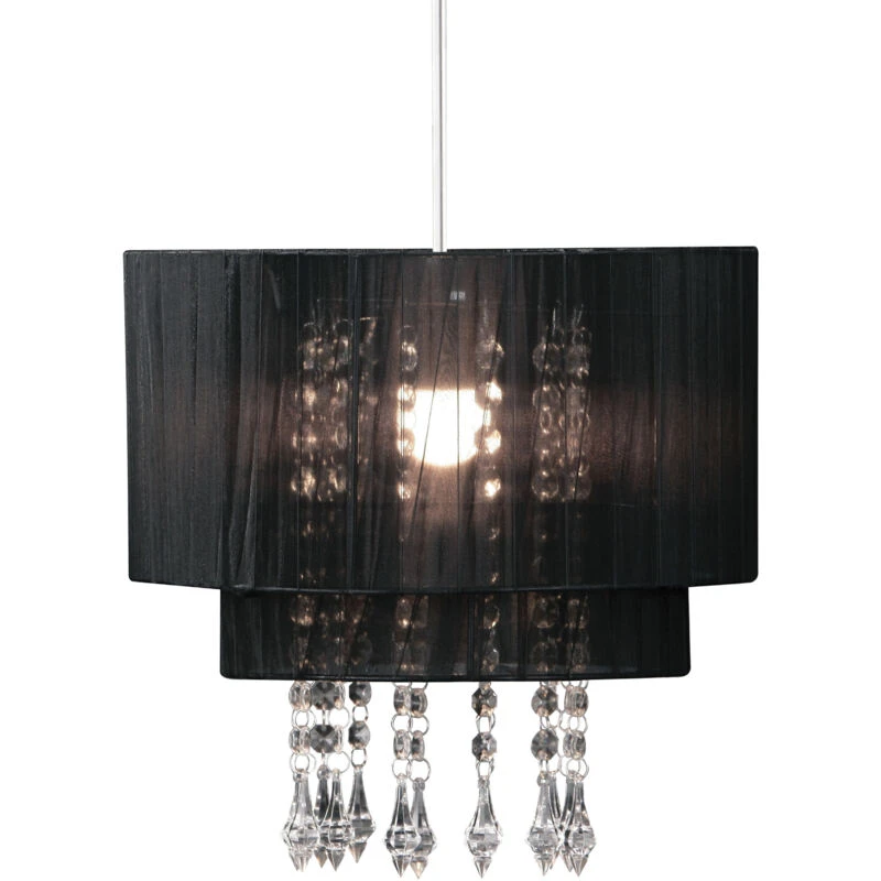 Image of Premier Housewares Riband Black Voile Pendant Shade Black unisex