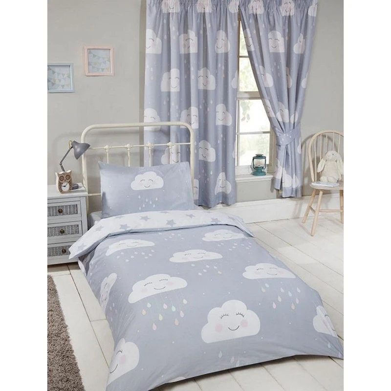 Image of Bedding & Beyond Happy Clouds Duvet Cover Set in Grey Size: Single Grey Unisex Single