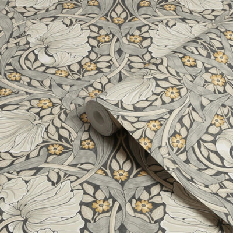 Image of William Morris Gallery Collection Grey Pimpernel Smooth Wallpaper